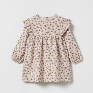ZARA Soft Touch Herringbone Floral Dress - Size: 18-24mo.